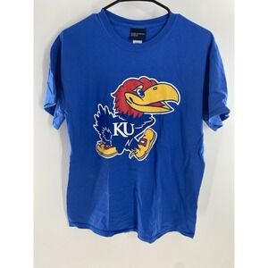 Kansas Jayhawks T-Shirt Mens Medium Blue Graphic Tee NCAA College Sports